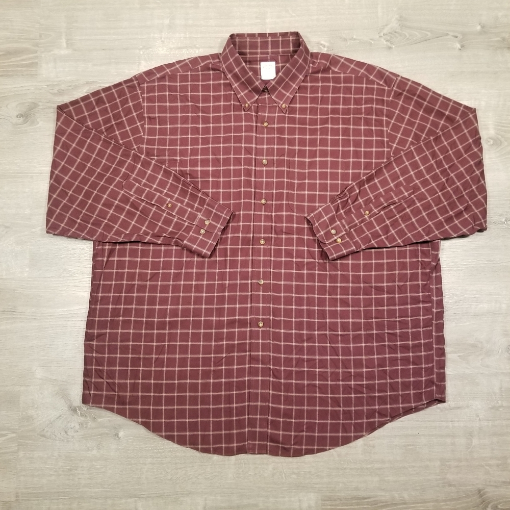 Brooks Brothers 346 Mens Button Down Shirts Size XXL Lot Of 2 Beige Red Check - Picture 2 of 10